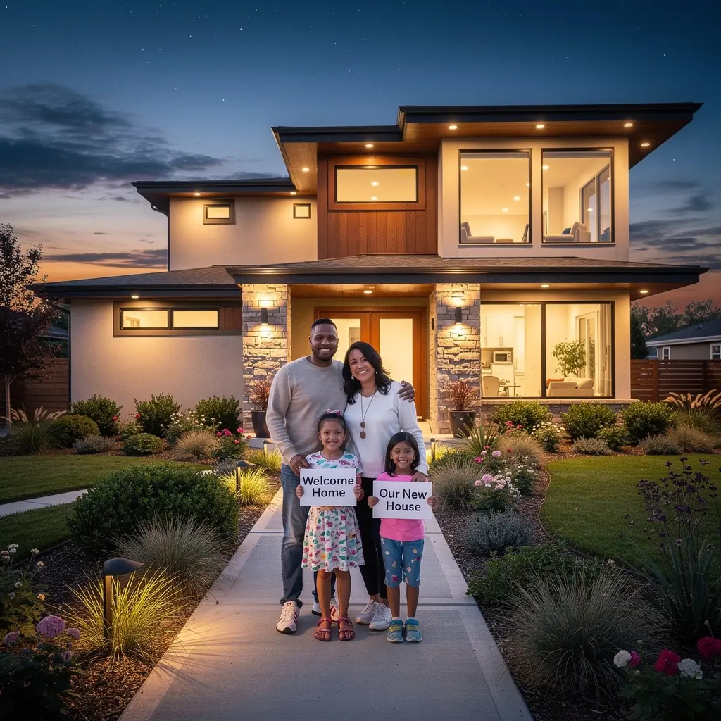 Новое жилое строение с современным дизайном и экологически чистыми материалами.