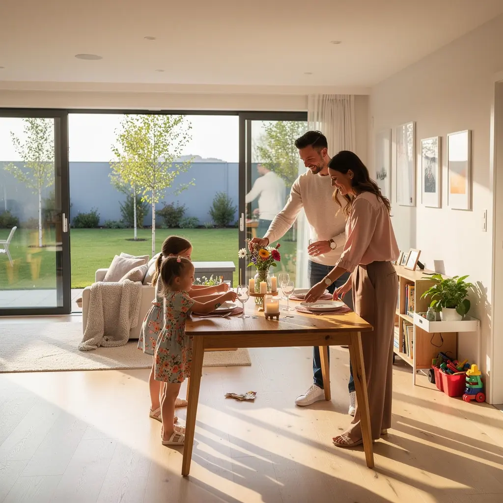 Интерьер дома с возможностью настройки, показывающий стильный дизайн и отделку.